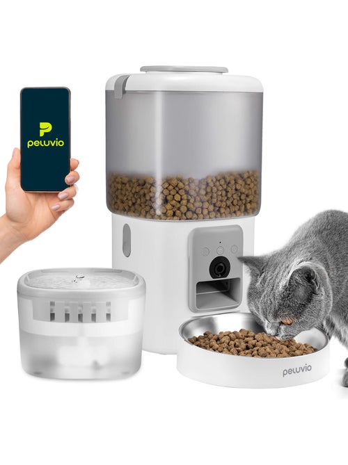 Comedeira automática 2em1 para gato PELUVIO Feast - Bebedouro - Wi-Fi - 10/dia - Kiabi Comedeira automática 2em1 para gato PELUVIO Feast - Bebedouro - Wi-Fi - 10/dia - Kiabi
