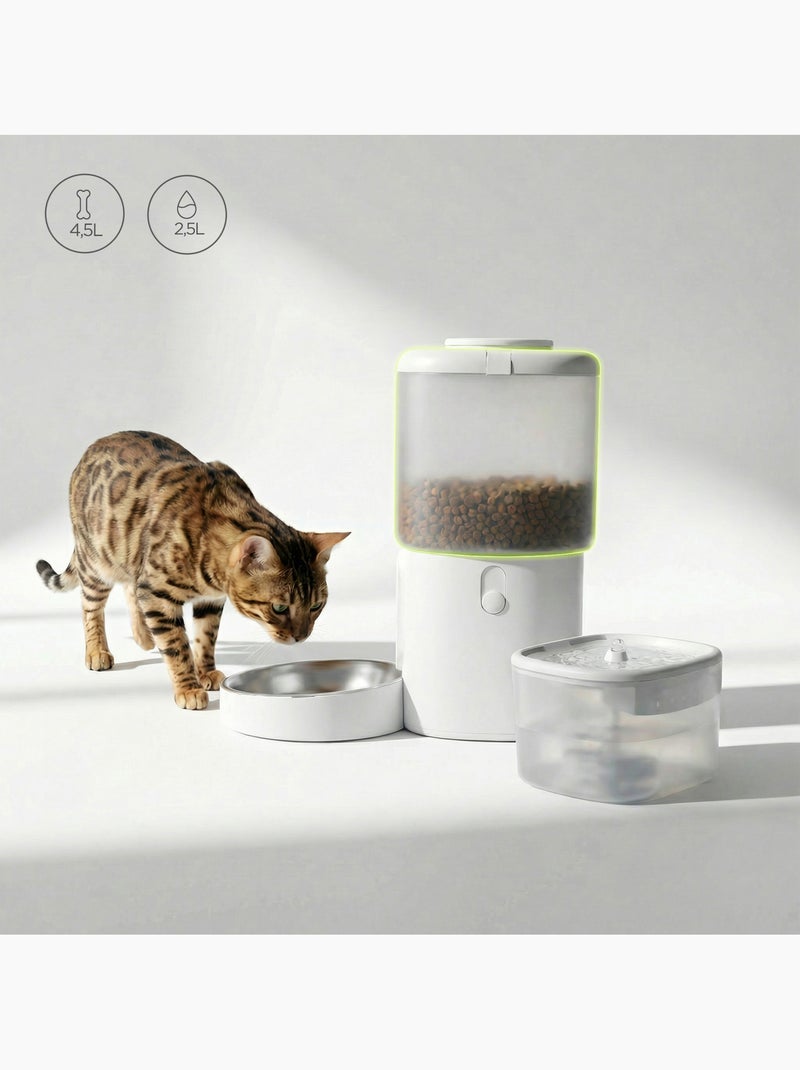 Comedeira automática 2em1 para gato PELUVIO Feast - Bebedouro - Wi-Fi - 10/dia Branco - Kiabi