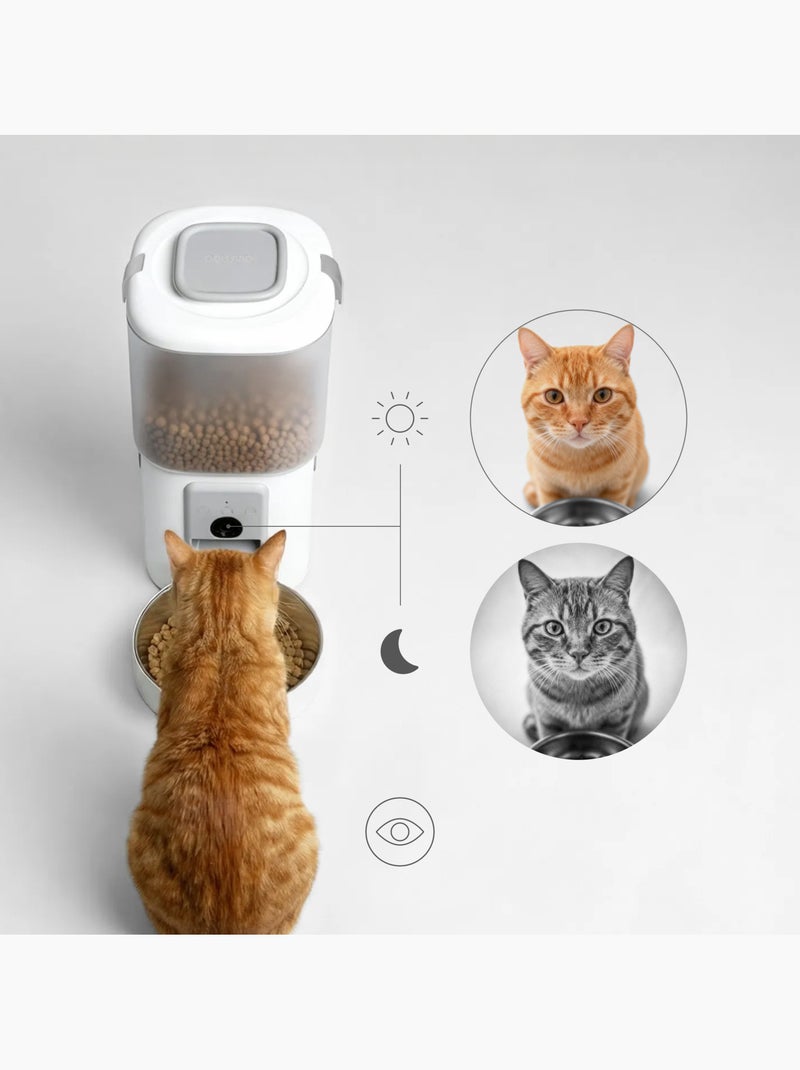 Comedeira automática 2em1 para gato PELUVIO Feast - Bebedouro - Wi-Fi - 10/dia Branco - Kiabi