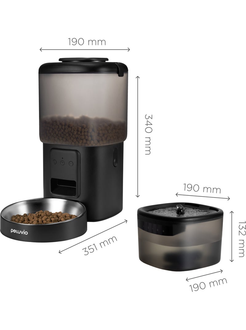 Comedeira automática 2em1 para gato PELUVIO Feast - Bebedouro - Wi-Fi - 10/dia Preto - Kiabi