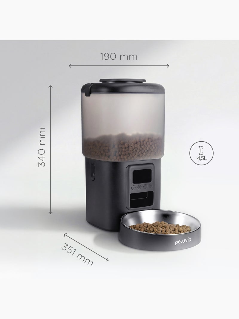 Comedeira automática para gato PELUVIO Crispy - 4,5 L - 4 refeições/dia Preto - Kiabi