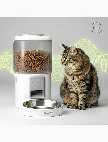 Comedeira automática para gato PELUVIO Crispy - Wi-Fi - 4,5 L - 4 refeições/dia