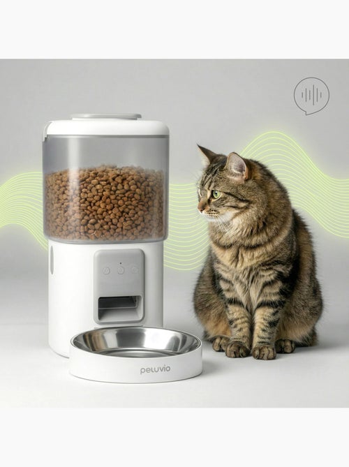 Comedeira automática para gato PELUVIO Crispy - Wi-Fi - 4,5 L - 4 refeições/dia - Kiabi Comedeira automática para gato PELUVIO Crispy - Wi-Fi - 4,5 L - 4 refeições/dia - Kiabi