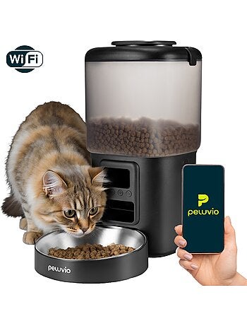 Comedeira automática para gato PELUVIO Crispy - Wi-Fi - 4,5 L - 4 refeições/dia