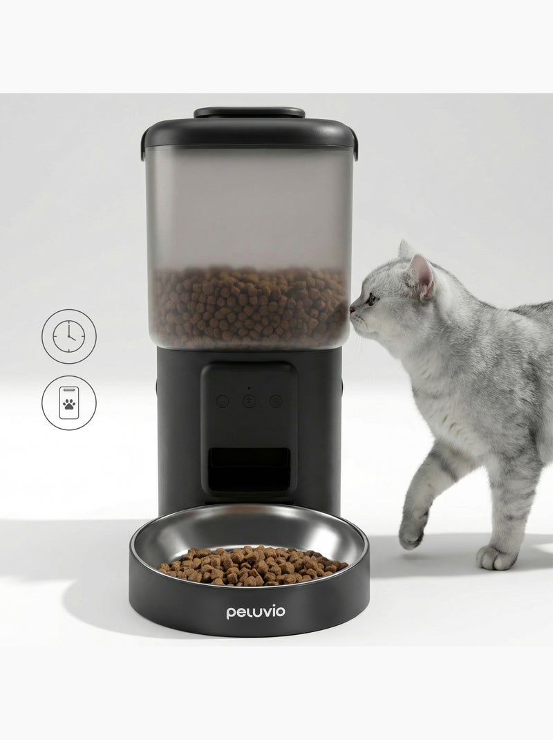 Comedeira automática para gato PELUVIO Crispy - Wi-Fi - 4,5 L - 4 refeições/dia Preto - Kiabi