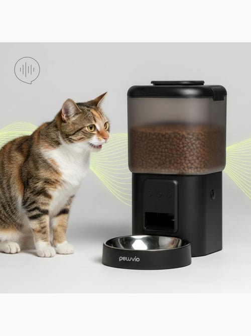 Comedeira automática para gato PELUVIO Crispy - Wi-Fi - 4,5 L - 4 refeições/dia - Kiabi Comedeira automática para gato PELUVIO Crispy - Wi-Fi - 4,5 L - 4 refeições/dia - Kiabi