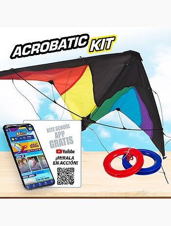 Cometa acrobática pop-up mágico 125x72 cm - cor arcoíris