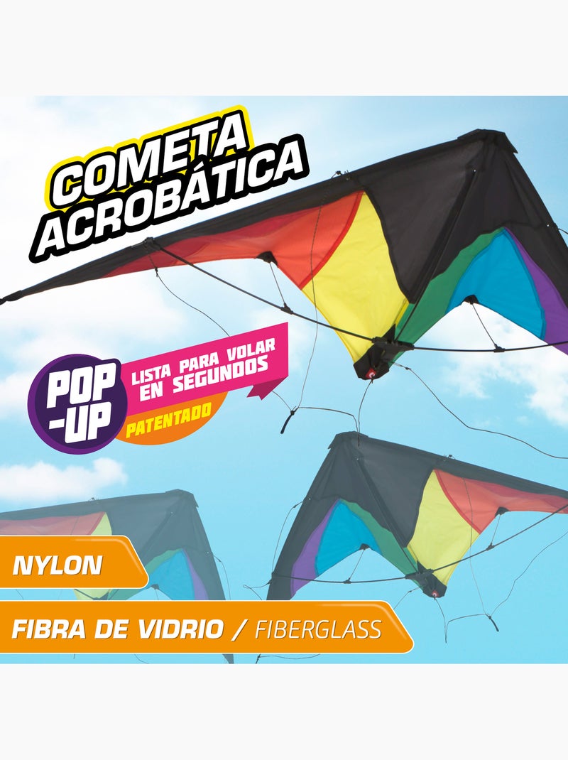 Cometa acrobática pop-up mágico 125x72 cm - cor arcoíris N/D - Kiabi