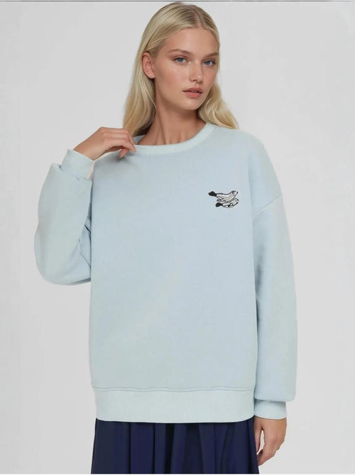 Comfort sweatshirt de gola redonda com padrão animal bordado em relevo hiccup - Kiabi Comfort sweatshirt de gola redonda com padrão animal bordado em relevo hiccup - Kiabi