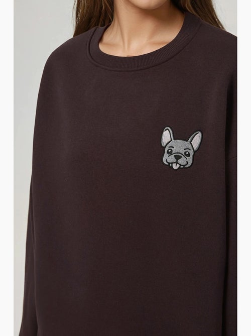 Comfort sweatshirt de gola redonda com padrão animal bordado em relevo hiccup - Kiabi