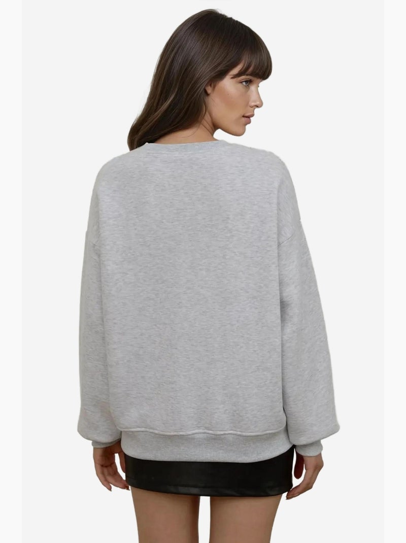 Comfort sweatshirt de gola redonda com padrão animal bordado em relevo hiccup Cinza - Kiabi