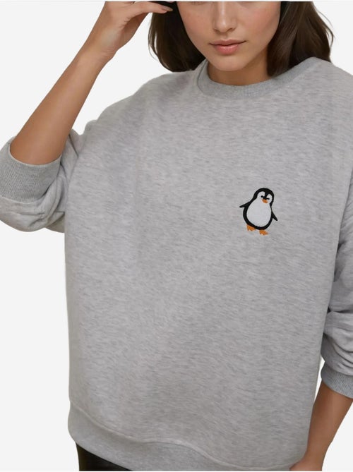 Comfort sweatshirt de gola redonda com padrão animal bordado em relevo hiccup - Kiabi