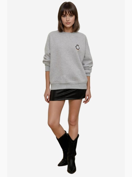 Comfort sweatshirt de gola redonda com padrão animal bordado em relevo hiccup - Kiabi