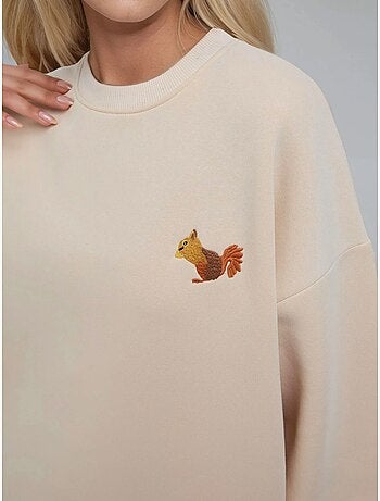 Comfort sweatshirt de gola redonda com padrão animal bordado em relevo hiccup