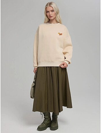 Comfort sweatshirt de gola redonda com padrão animal bordado em relevo hiccup