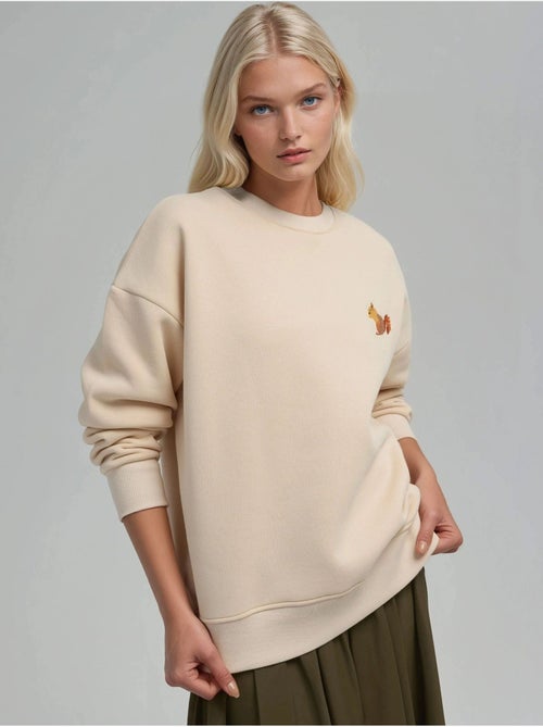 Comfort sweatshirt de gola redonda com padrão animal bordado em relevo hiccup - Kiabi Comfort sweatshirt de gola redonda com padrão animal bordado em relevo hiccup - Kiabi