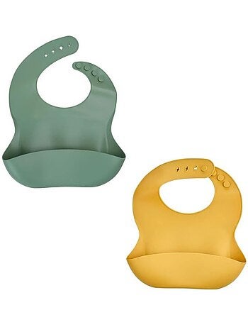 Conjunto 2 babetes de silicone thermobaby com bolso captura alimentos
