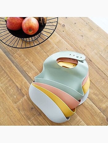 Conjunto 2 babetes de silicone thermobaby com bolso captura alimentos