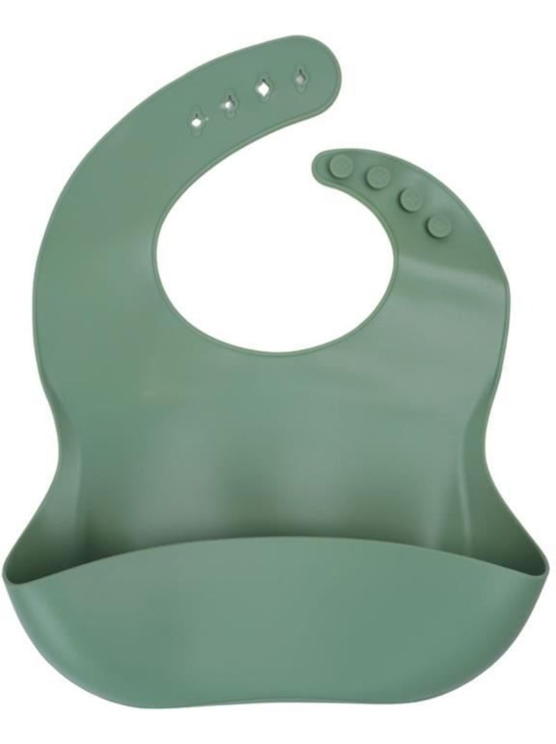 Conjunto 2 babetes de silicone thermobaby com bolso captura alimentos Verde - Kiabi