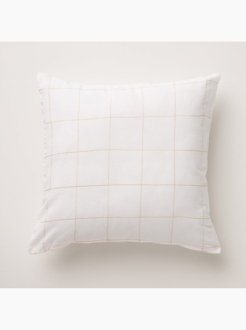 Conjunto 2 capas de almofada natal aos quadrados, fio dourado, algodão - gamusi. Branco - Kiabi