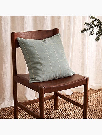 Conjunto 2 capas de almofada natal aos quadrados, fio dourado, algodão - gamusi.