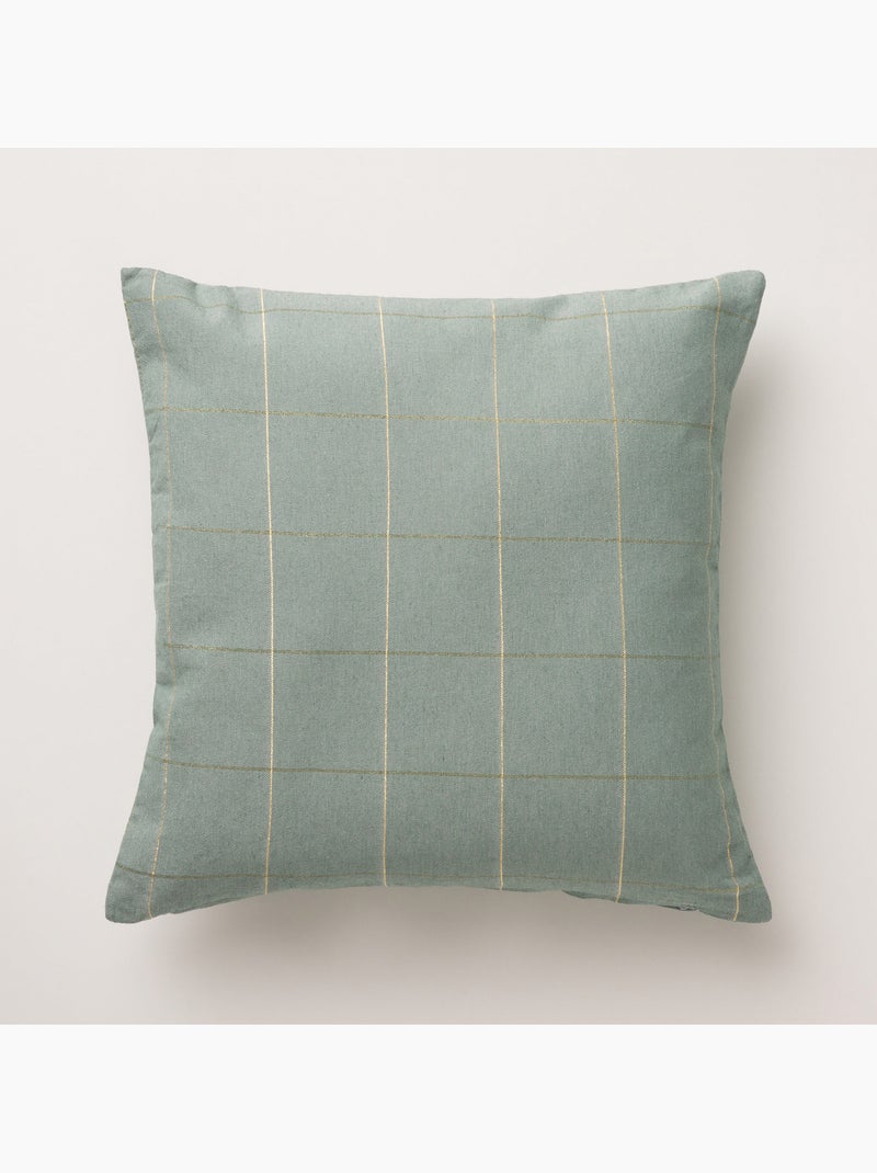 Conjunto 2 capas de almofada natal aos quadrados, fio dourado, algodão - gamusi. Verde-água - Kiabi
