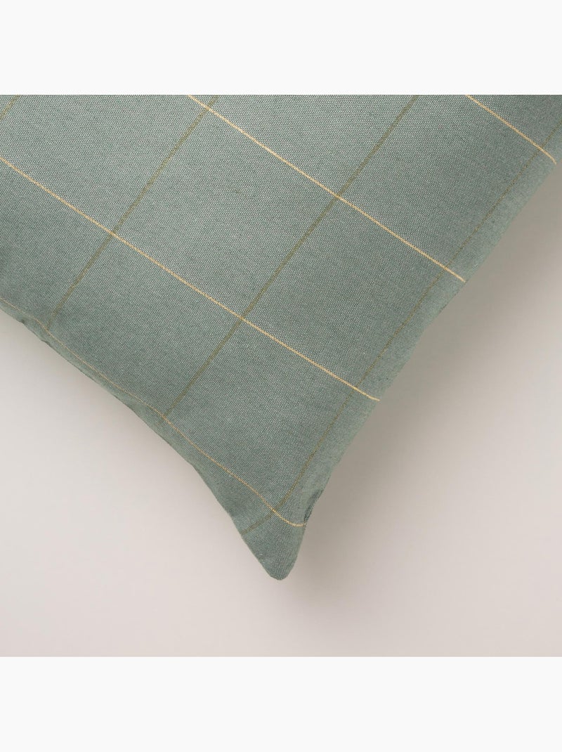 Conjunto 2 capas de almofada natal aos quadrados, fio dourado, algodão - gamusi. Verde-água - Kiabi