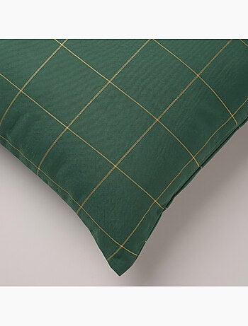 Conjunto 2 capas de almofada natal aos quadrados, fio dourado, algodão - gamusi.