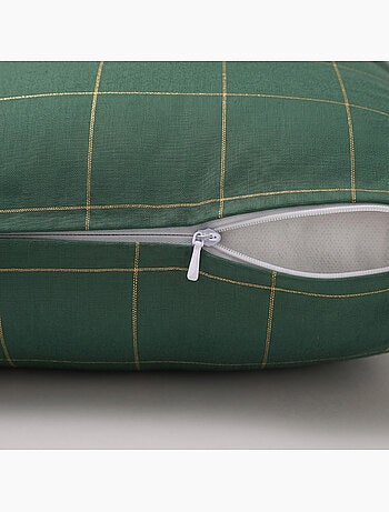 Conjunto 2 capas de almofada natal aos quadrados, fio dourado, algodão - gamusi.