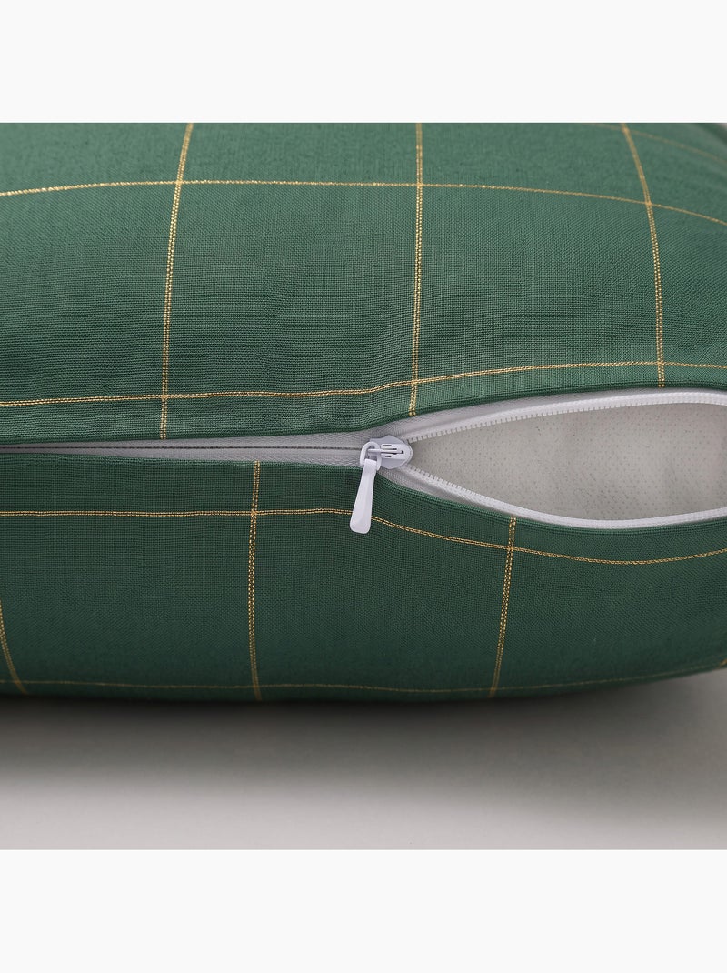 Conjunto 2 capas de almofada natal aos quadrados, fio dourado, algodão - gamusi. Verde - Kiabi