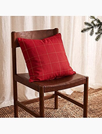 Conjunto 2 capas de almofada natal aos quadrados, fio dourado, algodão - gamusi.