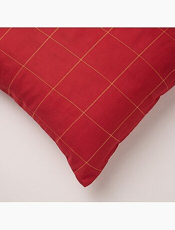 Conjunto 2 capas de almofada natal aos quadrados, fio dourado, algodão - gamusi.