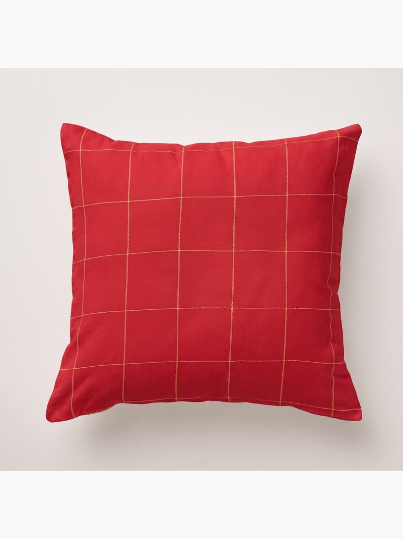 Conjunto 2 capas de almofada natal aos quadrados, fio dourado, algodão - gamusi. Vermelho - Kiabi
