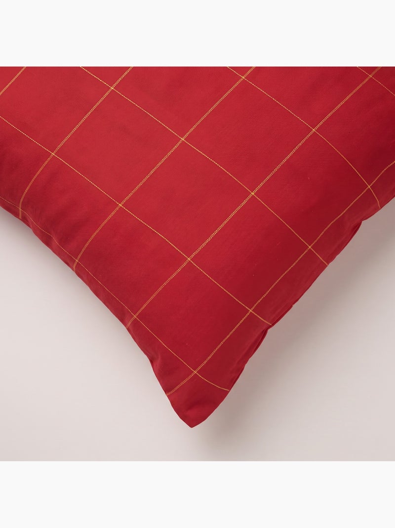 Conjunto 2 capas de almofada natal aos quadrados, fio dourado, algodão - gamusi. Vermelho - Kiabi