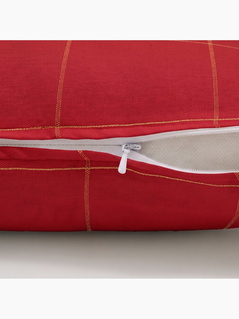Conjunto 2 capas de almofada natal aos quadrados, fio dourado, algodão - gamusi. Vermelho - Kiabi