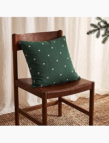 Conjunto 2 capas de almofada natal estrelas, fio dourado, algodão - gamusi.