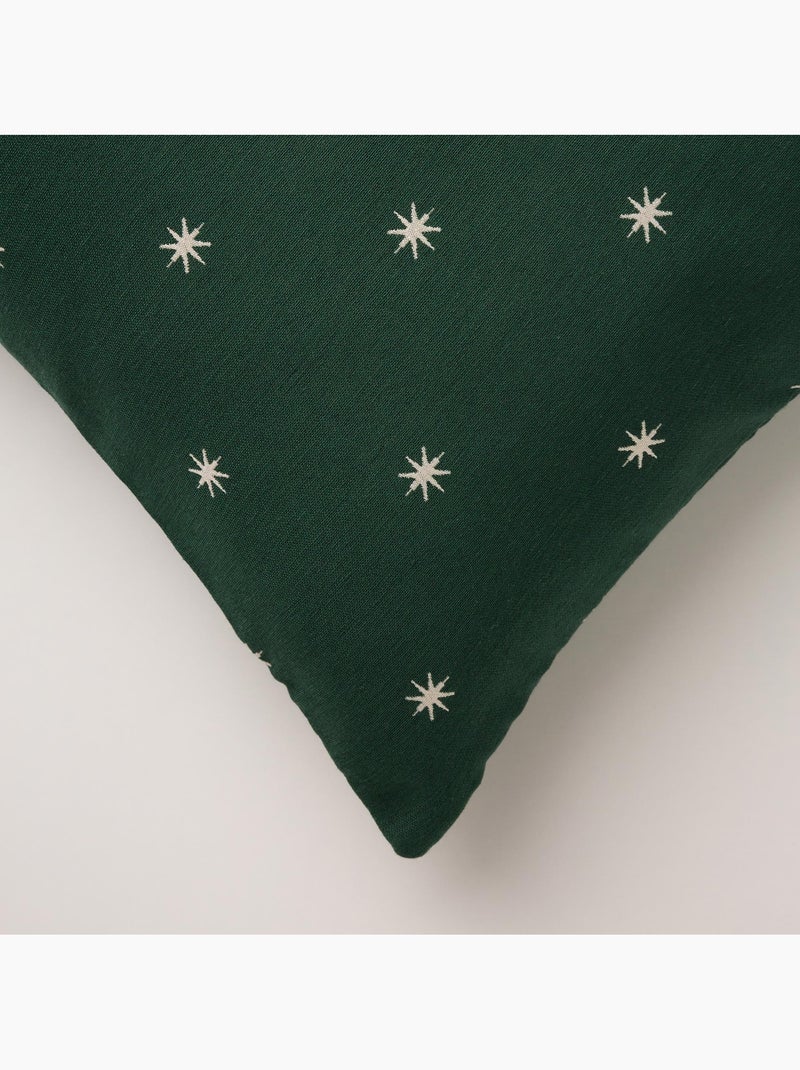 Conjunto 2 capas de almofada natal estrelas, fio dourado, algodão - gamusi. Verde - Kiabi