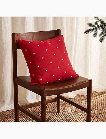 Conjunto 2 capas de almofada natal estrelas, fio dourado, algodão - gamusi.
