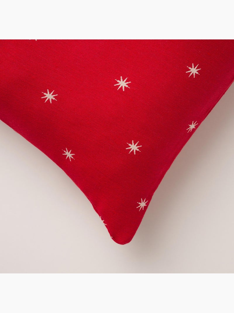 Conjunto 2 capas de almofada natal estrelas, fio dourado, algodão - gamusi. Vermelho - Kiabi