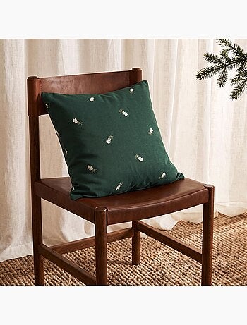 Conjunto 2 capas de almofada natal pinheiros, fio dourado, algodão - gamusi.