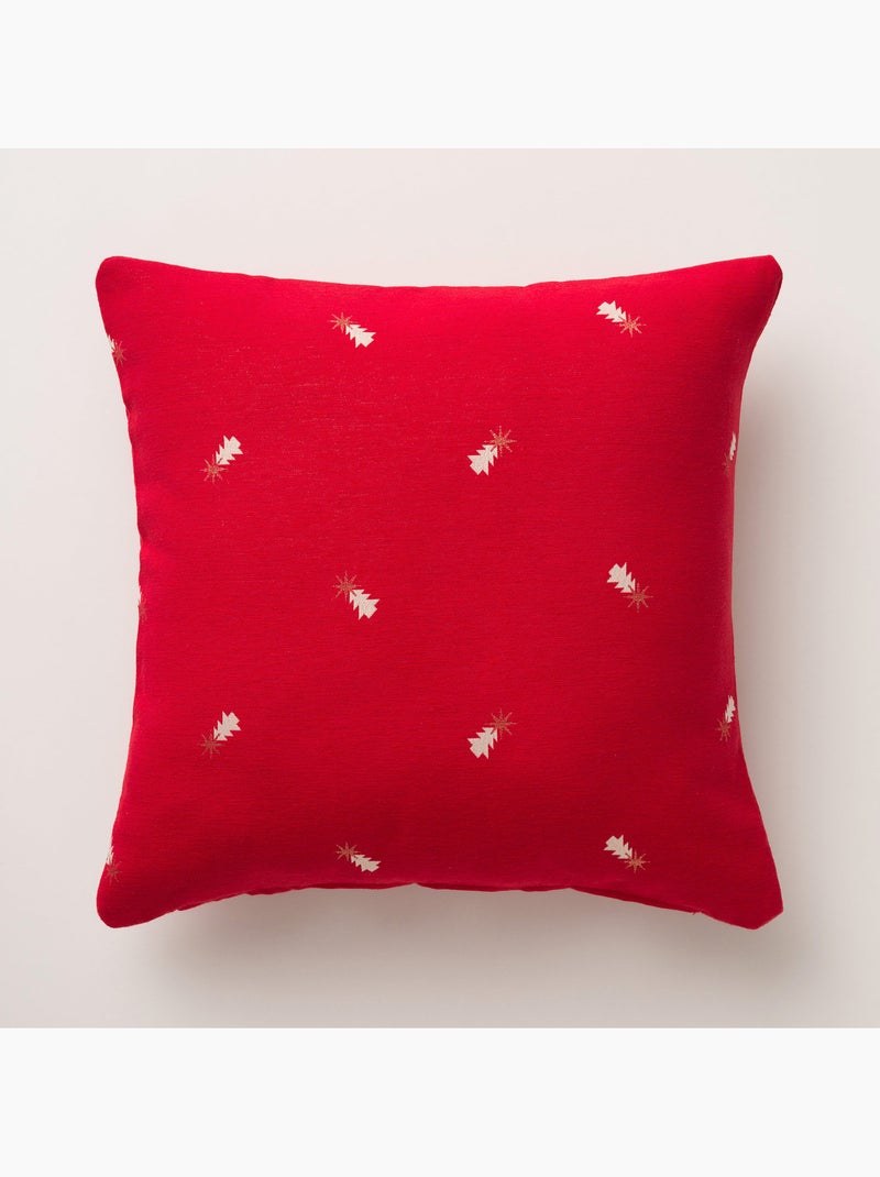 Conjunto 2 capas de almofada natal pinheiros, fio dourado, algodão - gamusi. Vermelho - Kiabi