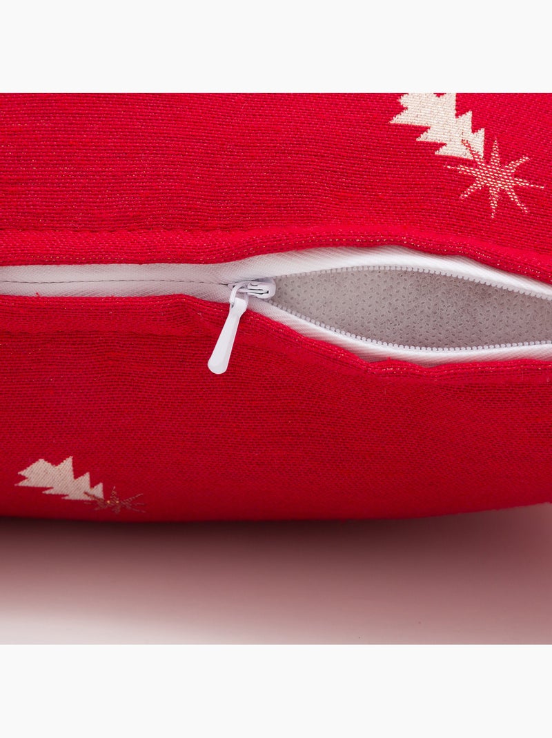 Conjunto 2 capas de almofada natal pinheiros, fio dourado, algodão - gamusi. Vermelho - Kiabi
