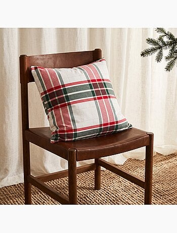 Conjunto 2 capas de almofada natal tartan, fio dourado, algodão - gamusi.