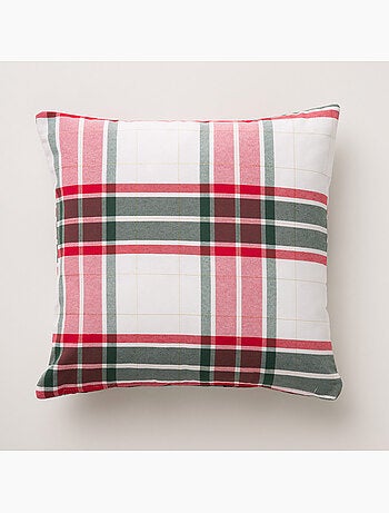 Conjunto 2 capas de almofada natal tartan, fio dourado, algodão - gamusi.