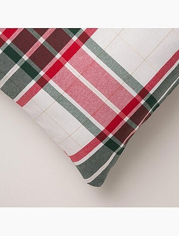 Conjunto 2 capas de almofada natal tartan, fio dourado, algodão - gamusi.