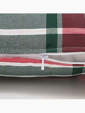 Conjunto 2 capas de almofada natal tartan, fio dourado, algodão - gamusi.