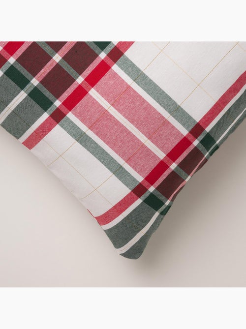 Conjunto 2 capas de almofada natal tartan, fio dourado, algodão - gamusi. - Kiabi