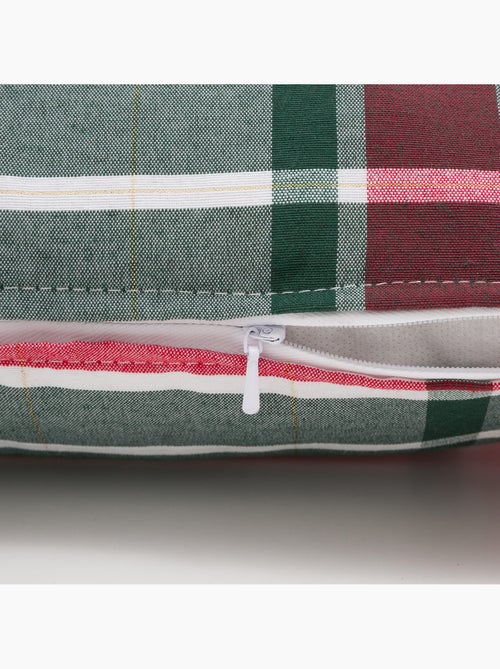 Conjunto 2 capas de almofada natal tartan, fio dourado, algodão - gamusi. - Kiabi
