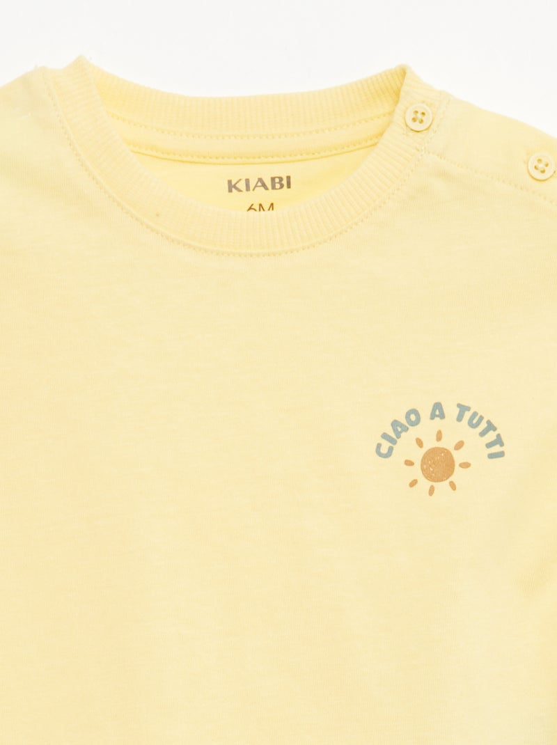 Conjunto 2 peças calções + T-shirt Amarelo - Kiabi