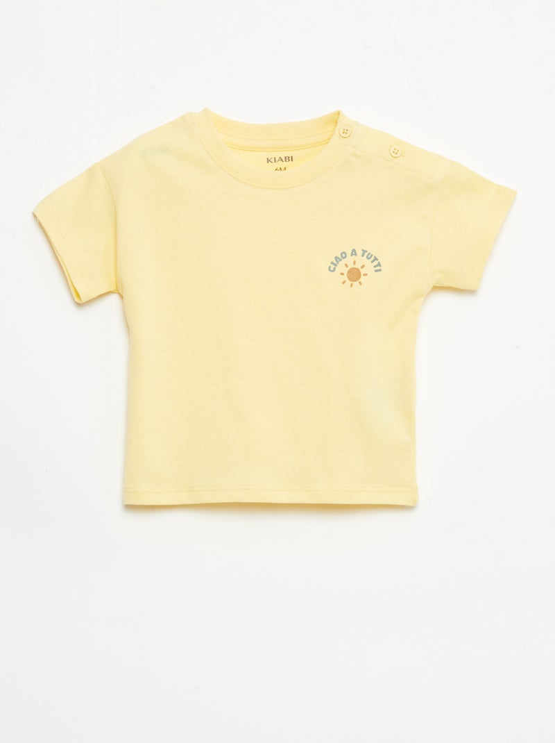 Conjunto 2 peças calções + T-shirt Amarelo - Kiabi